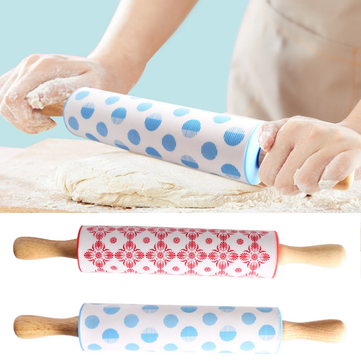 ✨ The Pioneer Woman Floral Ceramic Rolling Pin with Wood Base Stand Gorgeous ✨ 