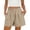 Khaki#linen blend pull on shorts women, variant on Brnmxoke Womens Shorts High Waisted Drawstring Straight Leg Beach Short Summer Casual Loose Comfy Going Out Linen Shorts with Pocket Black,XXL