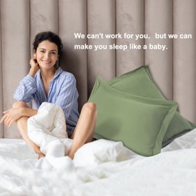 REGALWOVEN 2 Packs Pillow Shams 1800 Microfiber Pillowcases, King Sage