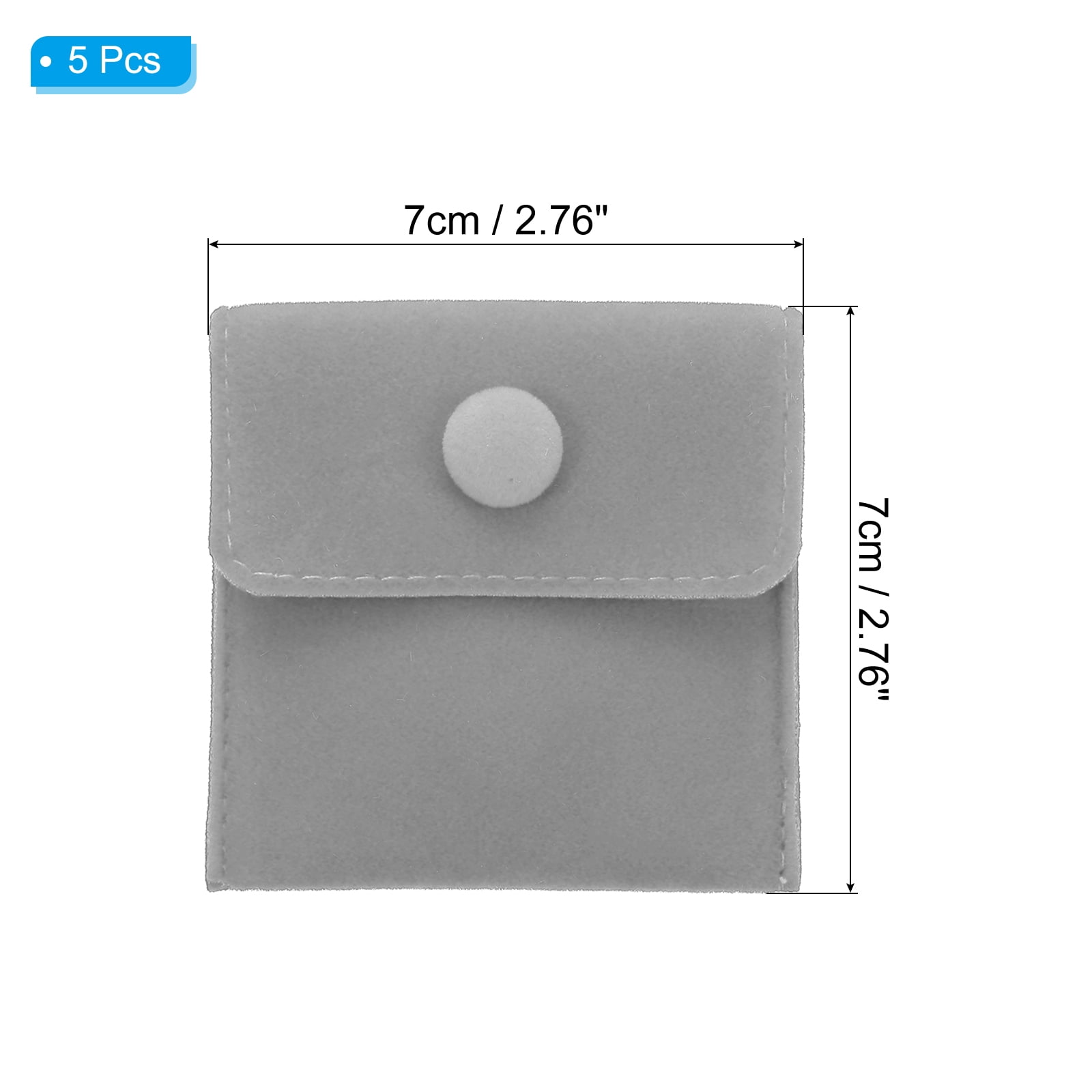 Unique Bargains 5 Pack Jewelry Pouches with Snap Velvet Storage Gray