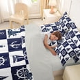 thumbnail image 4 of spefrowx Checkered Block Nautical Lighthouse Twin Bedding for Kids, Navy Grid Sailboat Anchor Bedding Comforter Set, Gray Reversible, 7pcs, 4 of 6