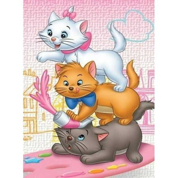 Diamond Painting Kits for Adults&Beginners DIY 5D Diamond Art Paint with Round Diamonds Full Drill The Aristocats Gem Art Painting Kit for Home Wall Decor Gifts(12x16inch)