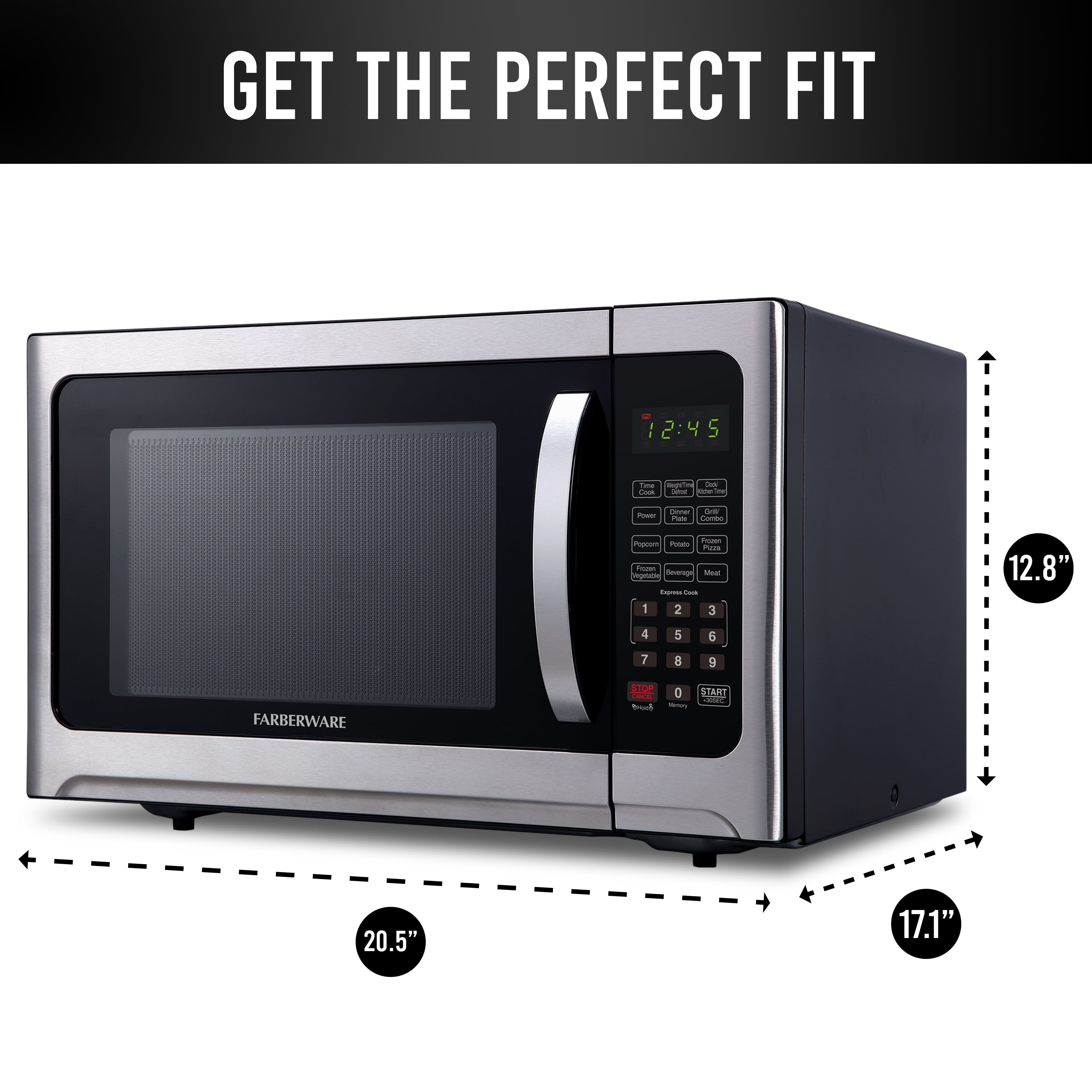 Farberware Professional 1.2 Cu.Ft. Microwave and Grill Oven, Watt, Stainless -