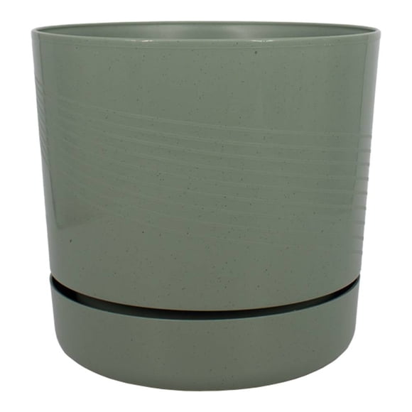 Maceta Redonda con plato Duraware Fincsa Espiral 8.5 Pulgadas Verde Jade con fibra