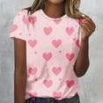 thumbnail image 2 of successthop Valentine T Shirt Women Plus Size Pink Heart Casual Oversized Crewneck Outfits Short Sleeve Top Print Shirt, 2 of 5