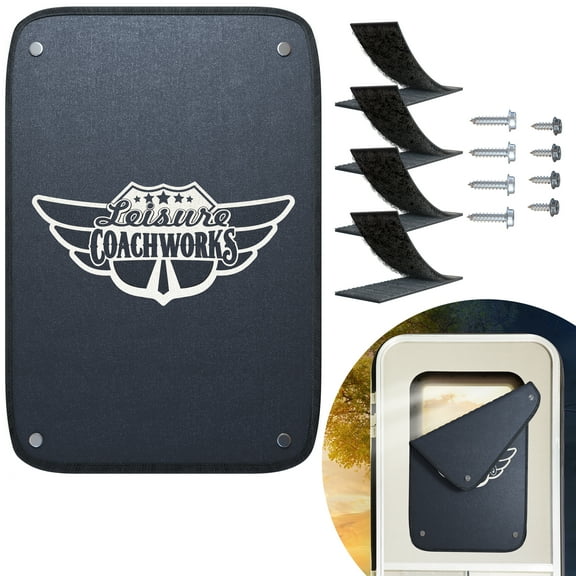 Leisure Coachworks RV Door Window Shade, 24 x 16 Inch Camper Sunshade Privacy Screen Window Cover, Travel Trailer Motorhome Sun Shade Accessories, Blackout Fabric, UV Rays Protection, Waterproof