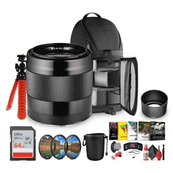 Sony E 50mm f/1.8 OSS Standard Prime Lens   Accessory Kit (International Model)