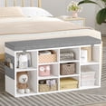thumbnail image 5 of Garvee Shoe Storage Bench, Small Shoe Entryway Bench with Seating Cushion and Adjustable Shelves, Freestanding Shoe Rack Organizer for Entryway Hallway Living Room Bedroom (White, 41 Inches), 5 of 7