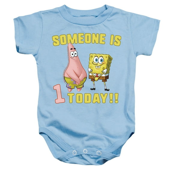 Spongebob Someone's Birthday Unisex Infant Snap Suit for Baby (6 Months) Light Blue