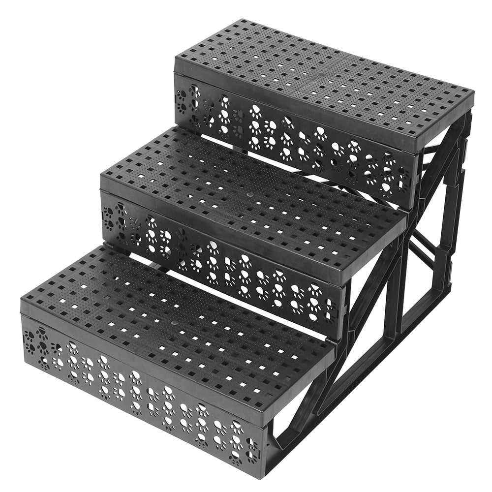 TKOOFN Doggy Steps NonSlip 3 Steps Pet Stairs, Small, Black