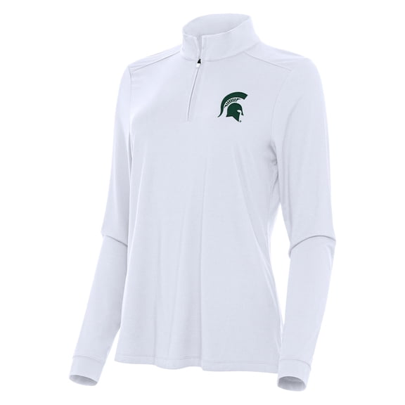 Women's Antigua White Michigan State Spartans Intent Quarter-Zip Top