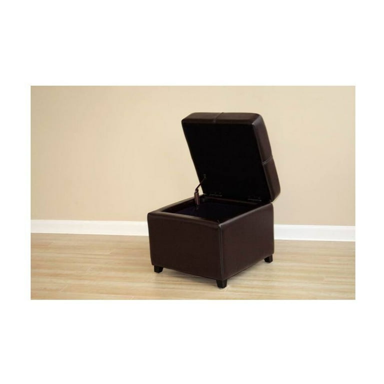 Baxton Studio Dark Brown Full Leather Storage Cube Ottoman Baxton Studio Dark Brown Full Leather Storage Cube Ottoman