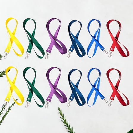 AURARMLET 12-Pack Nylon Lanyards Mixed Colors for Students ID Cards Badge Holders and Comfortable