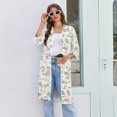 thumbnail image 5 of Zipper Robes for Women Lightweight Soft Summer Bathrobes for Women Zipper Front 3/4 Length Sleeve Knee Length Vintage Floral Print Loose Fit Sleepwear Nightgown with Pockets Purple M, 5 of 7