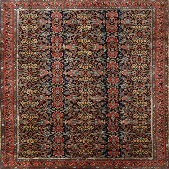 Ahgly Company Machine Washable Indoor Square Traditional Brown Area Rugs, 8' Square