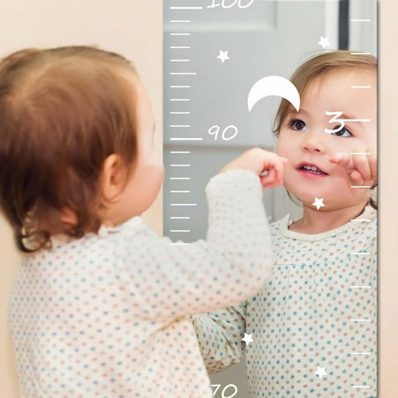 Gallickan Growth Height Chart, Growth Chart Mirror Sticker for Wall, Mirror Growth Chart, Foldable Height Measuring Mirror, Bedroom Wall Decor