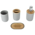 thumbnail image 4 of 4Pcs Bathroom Accessory Set Bamboo Waterproof Durable Gift Toothbrush Cup for Home HotelGrey, 4 of 8