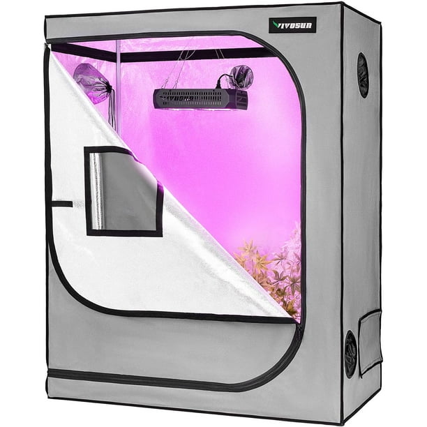 Vivosun 48 X24 X60 Grow Tent With Window And Floor Tray Mylar Hydroponic Tents For Plants 4x2 Ft Walmart Com