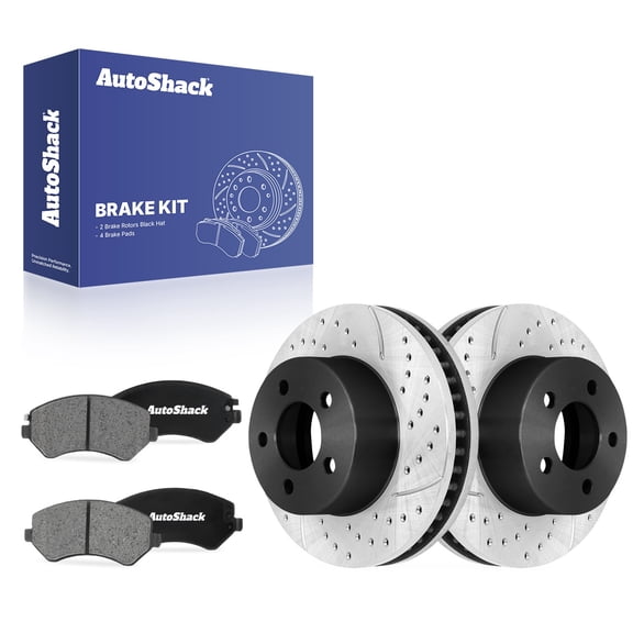 AutoShack Front Vented Drilled & Slotted E-Coated Brake Rotors   Ceramic Pads 6-PC Brake Kit Replacement for 2002-2007 Jeep Liberty ShadowGuard 11.34" (288.1 mm)