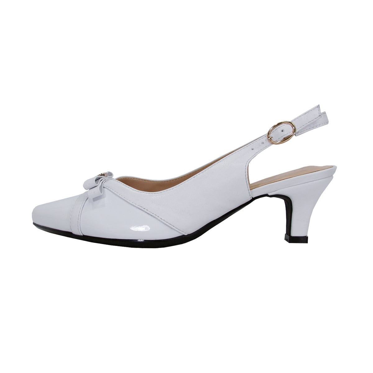 PEERAGE Sammy 2 Women's Wide Width Slingback Low Heel Leather Dress Shoes WHITE 9.5