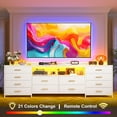 thumbnail image 3 of CZMJY Fits 65,70 inch Tv Stand for Bedroom 63" W TV Entertainment Center with LED Lights & Power Outlets 12 Long Fabric Dresser for Bedroom, Hallway, White Dresser Tv Stand, 3 of 8