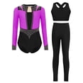 thumbnail image 1 of Moggemol Girls Figure Ice Skating Outfits Ballet Dance Performance Bodysuit Unitards Athletic Jumpsuit Purple 6, 1 of 7