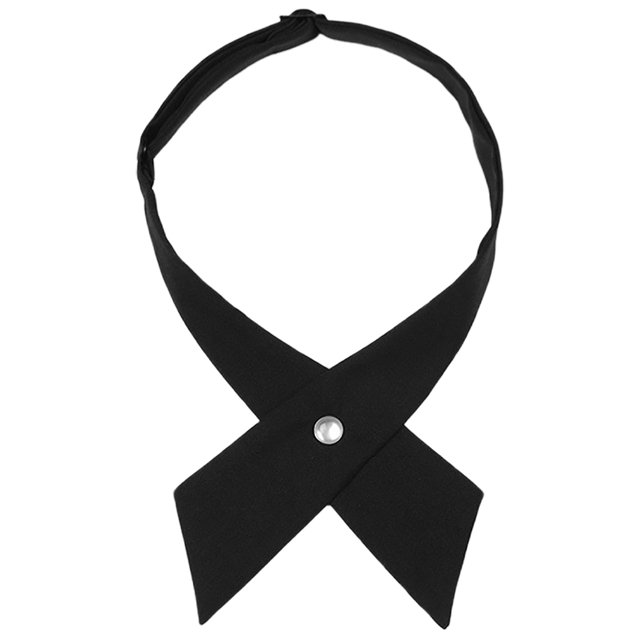 Shisuyan Adjustable Cross Bowtie For Women And Girls, Suitable For School Uniforms And Special Occasions, Solid Color Pre-Tied Bow Tie In Black
