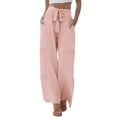 thumbnail image 3 of Kelon Womens Wide Leg Pants with Pockets High Waist Adjustable Knot Loose Casual Trousers Business Work Casual Pants S, 3 of 9