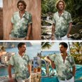 thumbnail image 2 of FOR U DESIGNS Green Tree Leaf Print Matching Outfits Linen-Style Couple Clothes Sets Sleeveless Summer Dresses for Women, Men's Casual Button-Down Shirts, 2 of 7