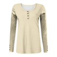 thumbnail image 3 of Long Sleeve Henley Shirts for Women Fall Winter Ribbed Thermal Tops Casual Blouses Basics Tees Cute Business Sweaters Beige S, 3 of 5