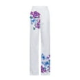thumbnail image 4 of Pantalons d'Été à Imprimé Floral Décontractés Boho pour Femmes, Mode Confortable Taille Élastique Fuselée avec Poches, 4 of 5