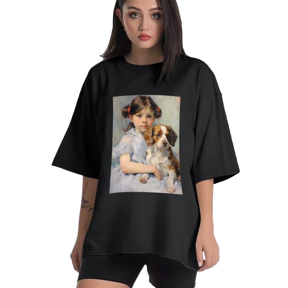 Plus Size Shirt for Women Black Tops for Women Short Sleeves Shirt for Women Dog T Shirt Crewneck Shirt for Women XS