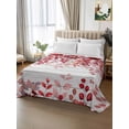 thumbnail image 2 of Red Eucalyptus Leaves Queen Size Flat Sheet, Wrinkleproof & Fadeproof Cooling Flat Bed Sheet Only, Summer Botanical Weeping Wooden Breathable Soft Bedding Top Sheets 90 x 102 Inches, 2 of 8