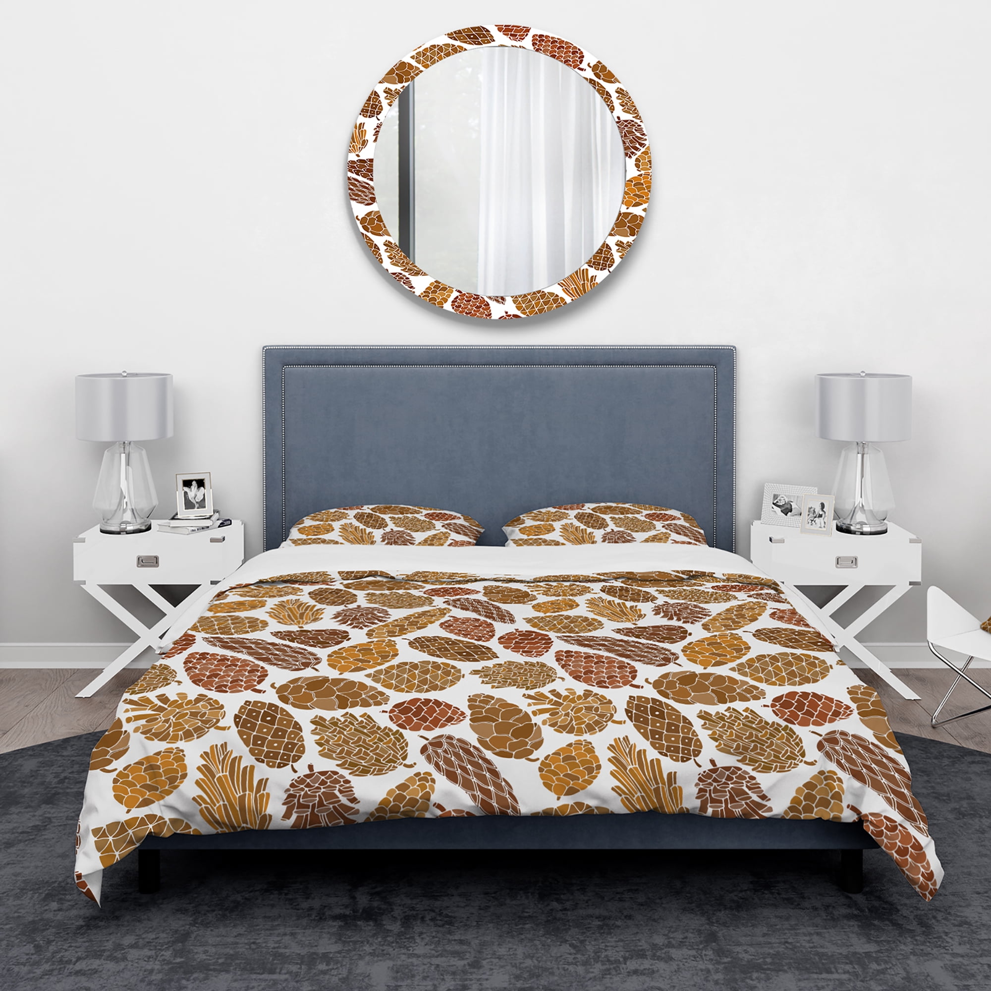 Designart 'Pine Cones Pattern' Modern & Contemporary Duvet Cover Set