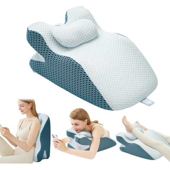 SUSUZI Ergonomic Memory Foam Wedge Pillow with Adjustable Support Pillow - Reading & Prone Pillow for Back Pain Relief, Neck Support, Acid Reflux, Suitable for Users Under 165lbs, Grey