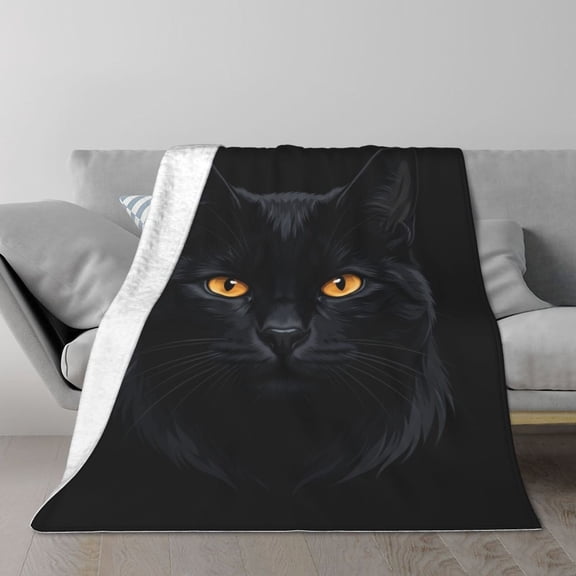Cute Black Cat Blanket For Cat Lovers, Lightweight Kitten Blanket For Couch Bed Sofa, Cozy Home Decor Gift For Adults All Season 50x40