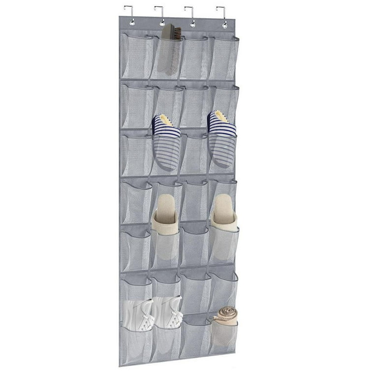 Over the Door Shoe Organizer, Hanging Shoe Holder with 28 Extra Large Mesh  Pockets and 4 Metal Hooks