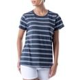 thumbnail image 2 of Time and Tru Womens Striped Short Sleeve Slub Crew Neck T-Shirt, 2-Pack, 2 of 11