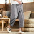 thumbnail image 2 of SGMVNU Mens Casual Pants Cotton Linen Solid Color Linen Sports Slim Fit Pants with Feet Joggers Pants(GY1, Size M), 2 of 4