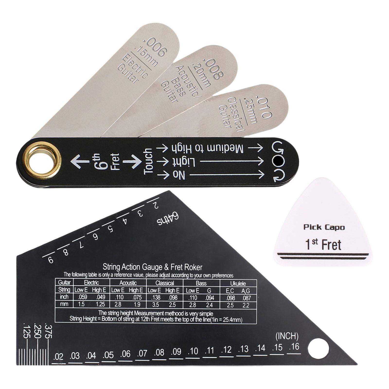 3 Pack Guitar String Ruler Luthier Gauge Kit Stainless Steel Accessories for Technicians and Instrument Repair