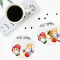 thumbnail image 4 of Honeii Summer Gnome Print Leather Coaster Set of 4, Ideal for Safeguarding Your Furniture from Drinks Spills and Effortless Cleanup-Octagon, 4 of 6
