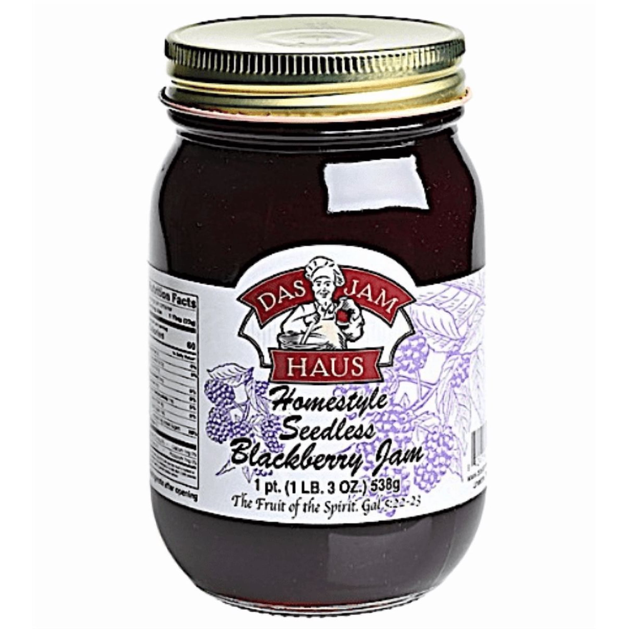 Das Jam Haus Black Raspberry Seedless Jam, 16 oz Pint Jar