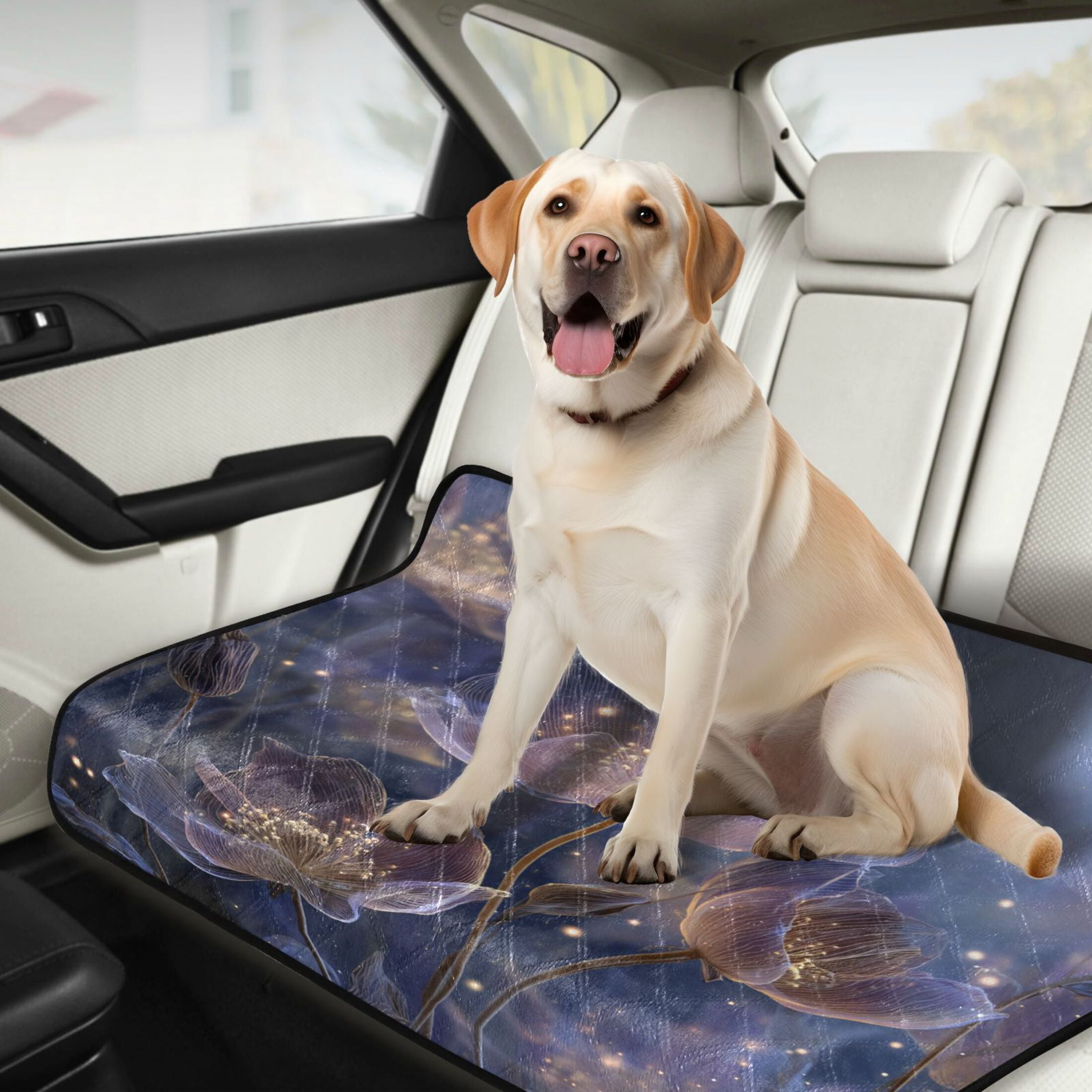 Qxltty Transparent Purple Flowers Cat litter Pads Pet Set of 3 Diaper Mats Center Anti-leakage Layer Absorbent Soft and Comfortable