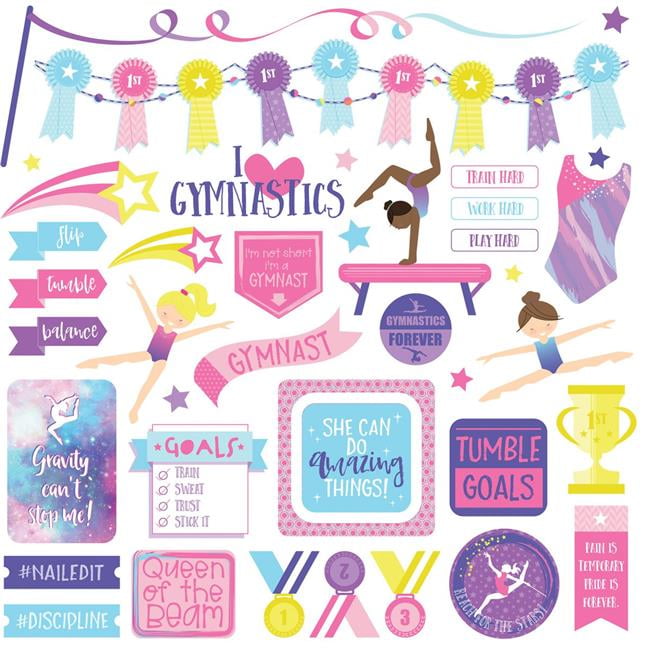 I Love Gymnastics Stickers 12"X12"Elements