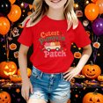 thumbnail image 2 of IWRICH Girls Cutest Pumpkins in the Patch T-Shirt Halloween Short Sleeve Crew Neck Tees,Size 2-13 Years Red 100, 2 of 4