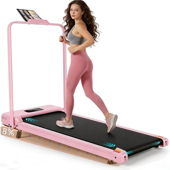 Simpfree Walking Pad with Handle Bar and Adjustable Incline, 2.5HP Portable Under Desk Treadmill for Home Small Space 300 Lbs Capacity,Remote Control and LED Display