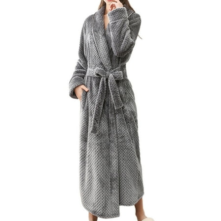 Yuhangmm Women s Winter Lengthened Bathrobe Home Clothes Shawl Long Sleeved Robe Coat Womens Lingerie Sexy Stockings