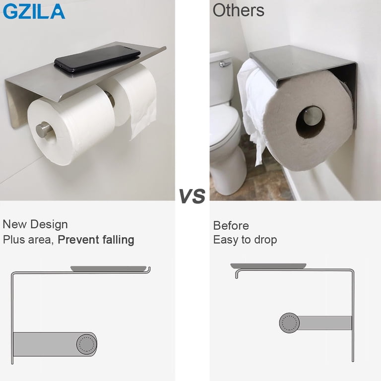 Toilet Paper Holder Wall Mount - Stainless Steel Rustproof Single Arm Holder For Bathroom & Kitchen (Brushed Nickel)