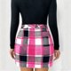 thumbnail image 5 of TaTaai Women Fashion High Waist Check Print Slim Pencil Skirt Button Decor Fake Pockets Zipper Closure Casual Comfortable Skirt for Daily Outfits Gift, 5 of 5