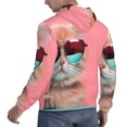 thumbnail image 6 of Picia Cool Cat Pink Sunglasses Pattern Casual Men's Hoodie - Lightweight Hooded Sweatshirt with Kangaroo Pocket, Comfortable Pullover for Everyday, Travel-Large, 6 of 7